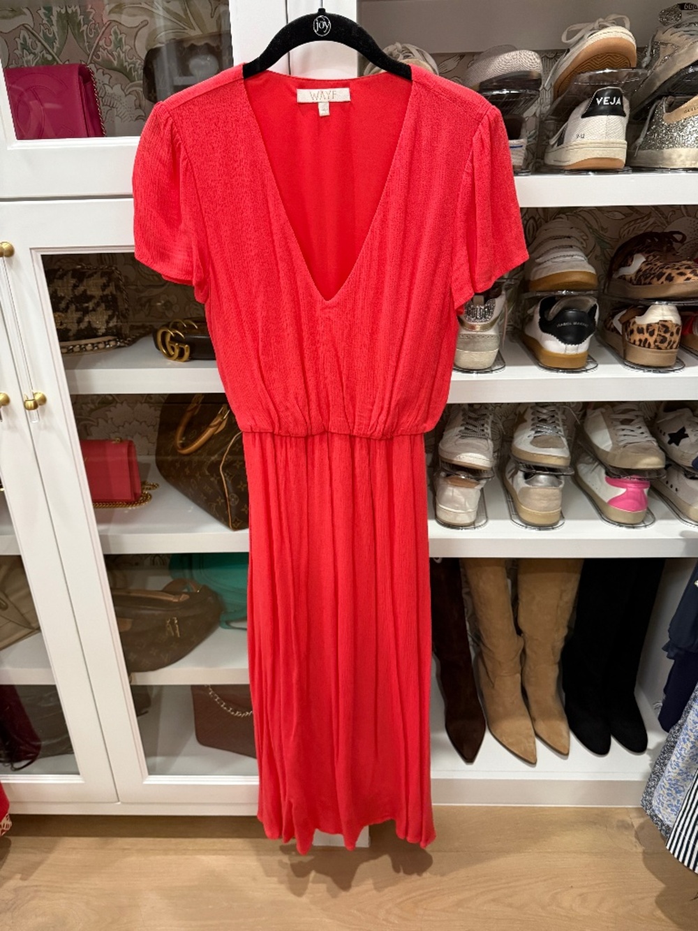 Wayf Coral Midi Dress with Banded Waist